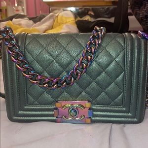 Chanel Green Iridescent Boy Bag